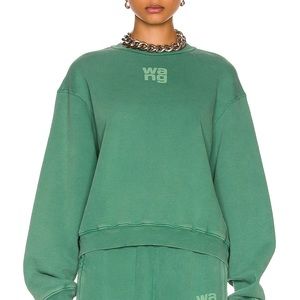 alexanderwang.t Structured Terry Crewneck Sweatshirt with Puff Paint